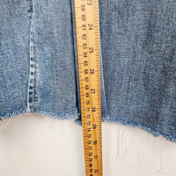 Good Hart High Rise Slit Flare Leg Jeans Size 12 High Rise Boho Hippie Raw Hem - Picture 12 of 13